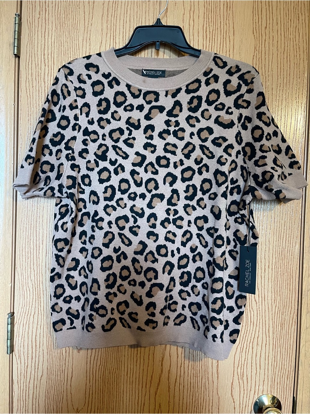 Leopard-Print Short Sleeve Sweater